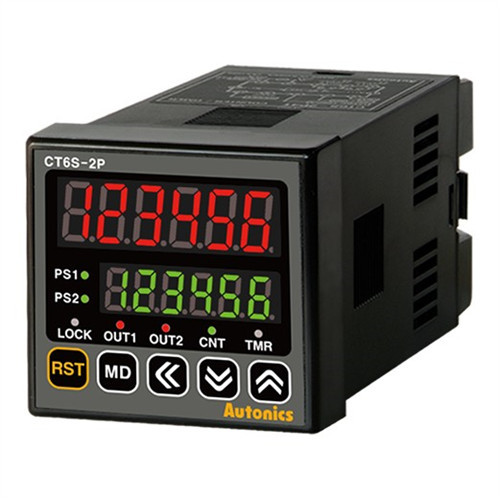 CT6S-2P2T - Számláló/időzítő 6 digit 7-szeg. LED kijelző 48x48mm 2-fok. 24VAC/24-48VDC RS485 IP65