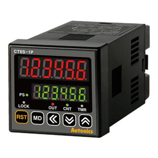 CT6S-2P2T - Számláló/időzítő 6 digit 7-szeg. LED kijelző 48x48mm 2-fok. 24VAC/24-48VDC RS485 IP65
