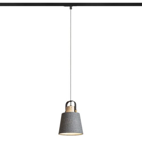 CHOUPETTE egyfázisú áramkörös sínre feketésszürke textil/fa 230V E27 15W