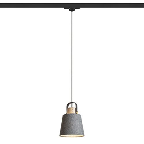 CHOUPETTE háromfázisú áramkörös sínre feketésszürke textil/fa 230V E27 15W